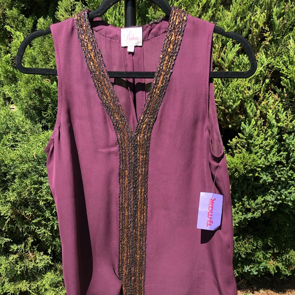 Silk burgundy decorated Parker tank top